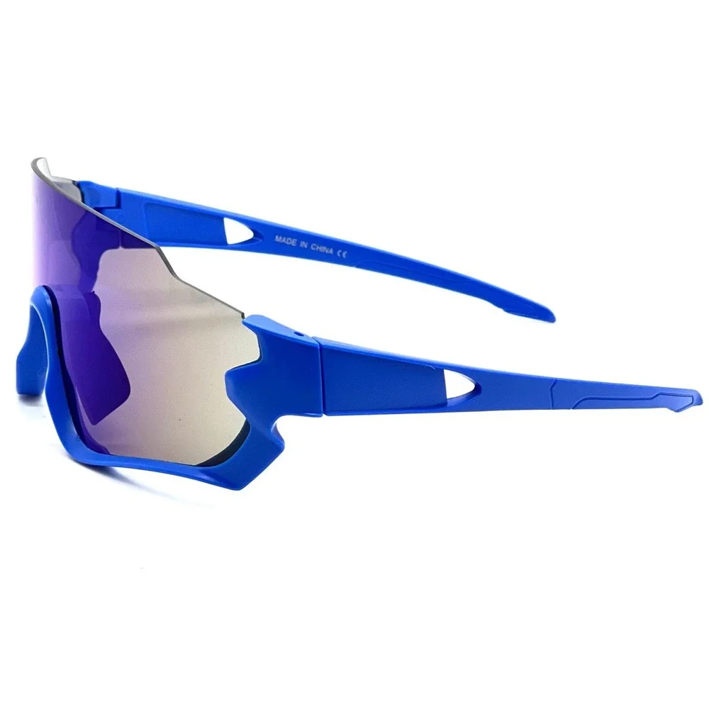 Blue Shield Sunglasses Blue Mirrored Lens Sport‎ Cycling Running Glasses UV400